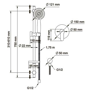 Душевой комплект Swedbe Platta 5528G1 хром/серый
